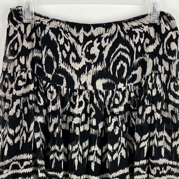 Nine West Flare Skirt Size 6 Elastic Waist 28in Black Gray Pull On Lined Silk - Picture 2 of 9